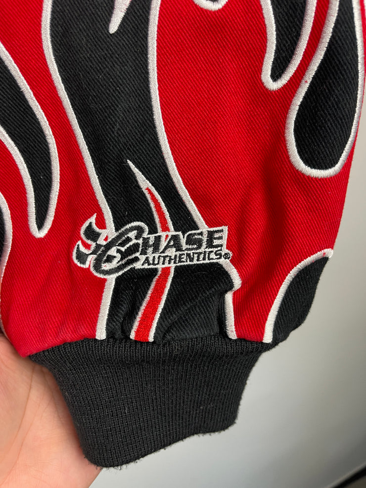 Vintage Nascar Chase Mac Tools Flames Black Racing Jacket