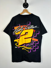 Vintage 90's Nascar Rusty Wallace Miller Racing All Over Print Black Tee