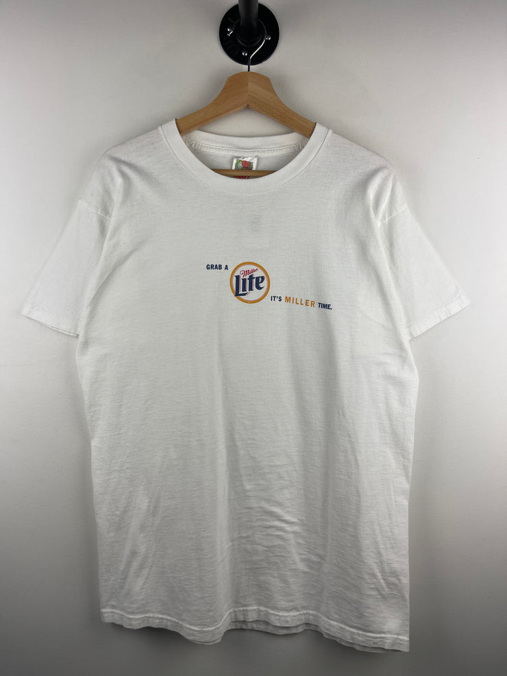 Vintage 90s Miller Lite Beer Its Miller Time White Tee