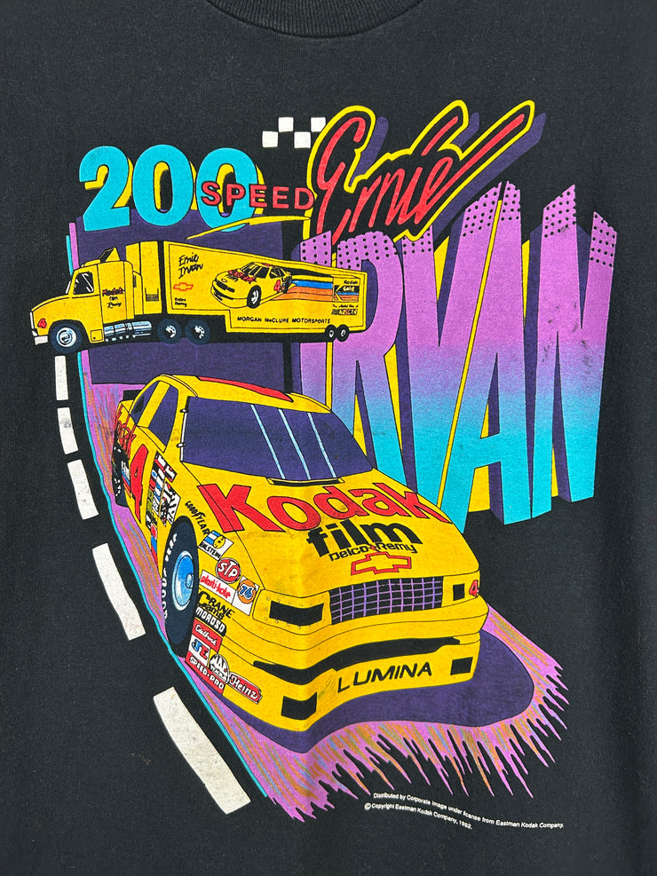 Vintage 90s Nascar Ernie Irvan Kodak Film Black Tee