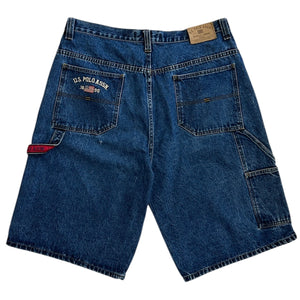 Vintage US Polo Assn Embroidered Baggy Blue Denim Carpenter Shorts