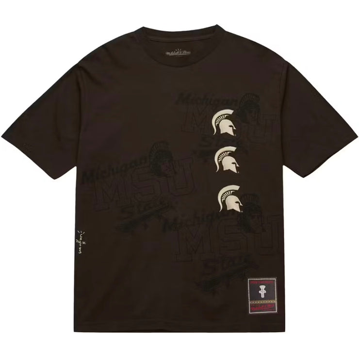 Travis Scott x Mitchell & Ness Michigan State Spartans Seal Brown Tee