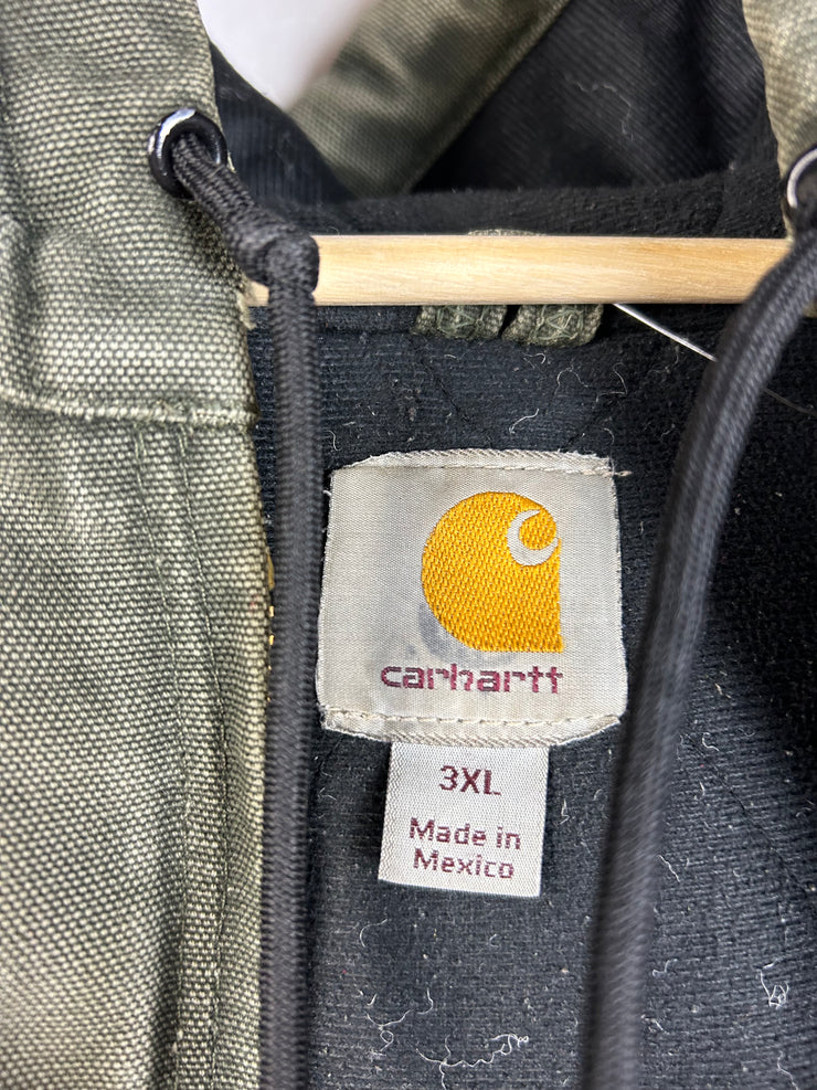 Vintage Y2K Carhartt Moss Green Active Hooded Jacket J130 MOS