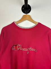 Vintage 90's Champion Reverse Weave Spellout Red Crewneck