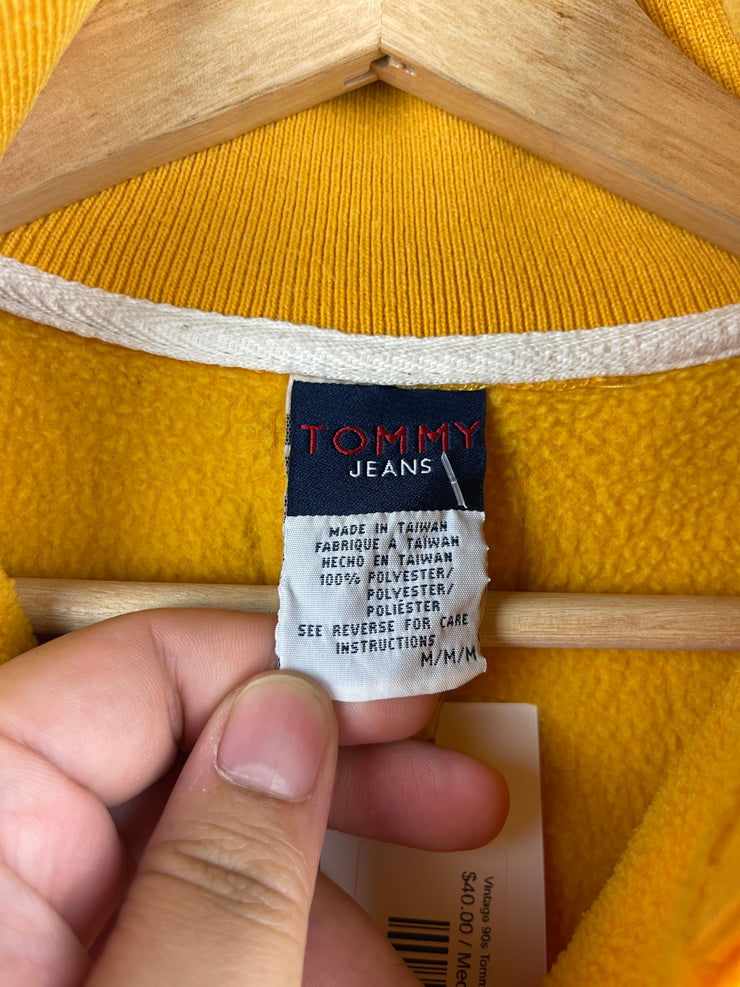 Vintage 90s Tommy Hilfiger Yellow Quarter Zip Fleece Sweater