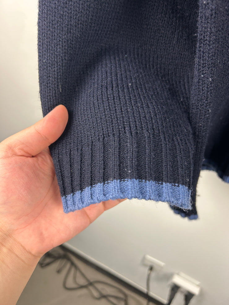 Vintage Y2K South Pole Navy & Baby Blue 3D Knit Sweater