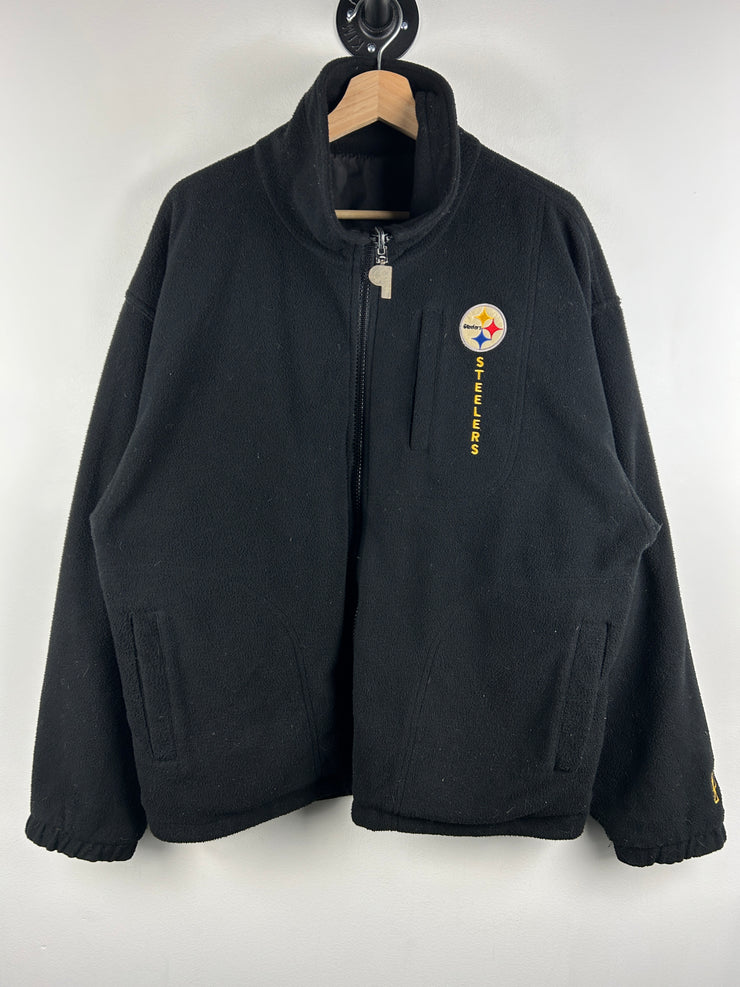 Vintage 90s NFL Pro Player Pittsburgh Steelers Fleece Black Reversible Jacket