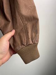 Vintage 90s Pelle Club Brown Leather Bomber Jacket