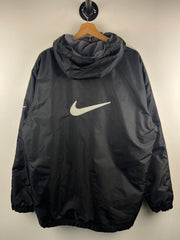 Vintage Nike Swoosh Fleece Lined Black Hooded Jacket