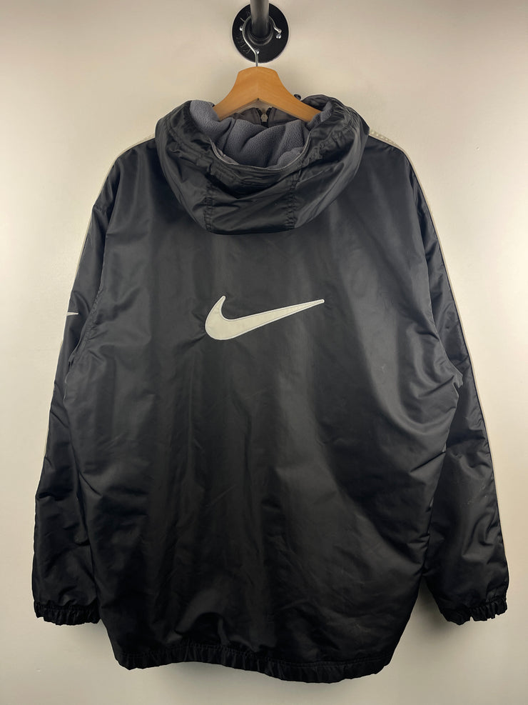 Vintage Nike Swoosh Fleece Lined Black Hooded Jacket