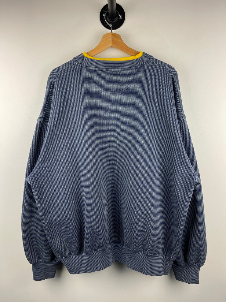 Vintage 90s Michigan Wolverines Embroidered Navy & Yellow Crewneck