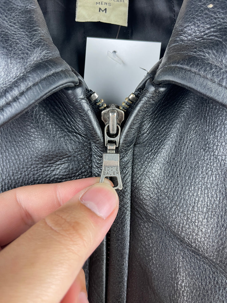 Vintage Eddie Bauer Black Leather Cropped Jacket