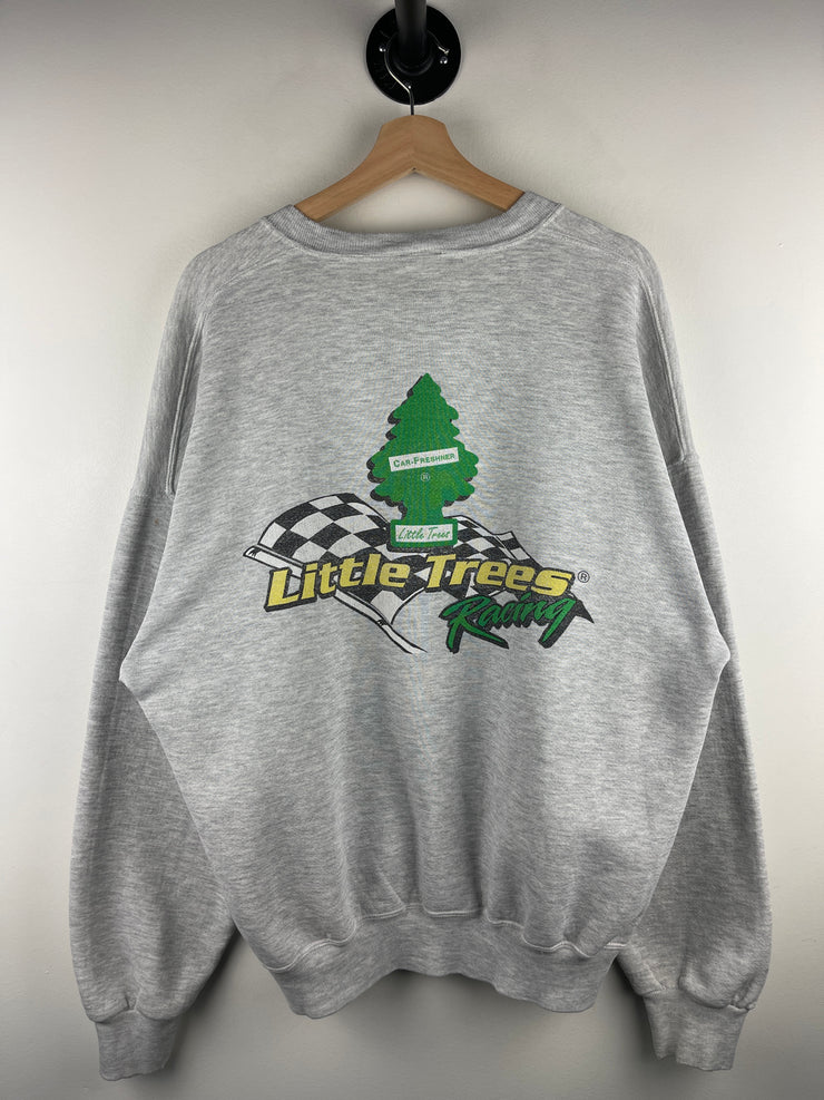 Vintage Nascar Little Trees Racing Grey Crewneck