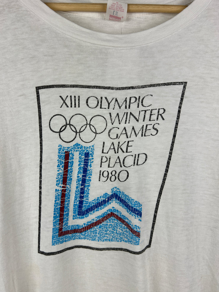 Vintage 1980 Olympic Winter Games Lake Placid White Tee