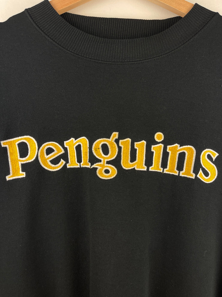 Vintage 90s NHL Starter Pittsburgh Penguins Embroidered Black Crewneck