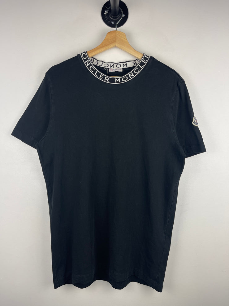 Moncler Neck Logo Collar Black Tee