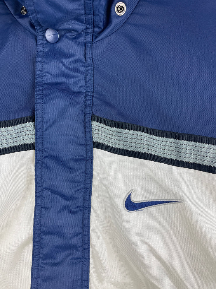 Vintage 90s Nike Swoosh Navy & White Bomber Jacket