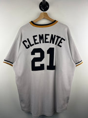 Vintage MLB Majestic Pittsburgh Pirates Clemente Grey Baseball Jersey