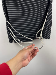 Vintage 90s Fairweather Women's Black & White Striped One-Shoulder Top