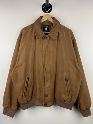 Vintage Roundtree & York Brown Suede Bomber Jacket