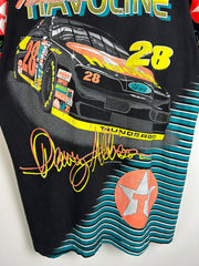 Vintage 1993 Nascar Davey Allison Havoline All Over Print Black Tee