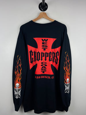 Vintage West Coast Choppers Skull Flame Black Long Sleeve