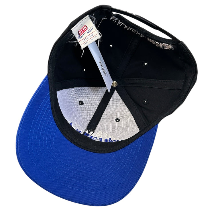 Vintage 90s Avalanche Hockey Black & Blue Snapback Hat