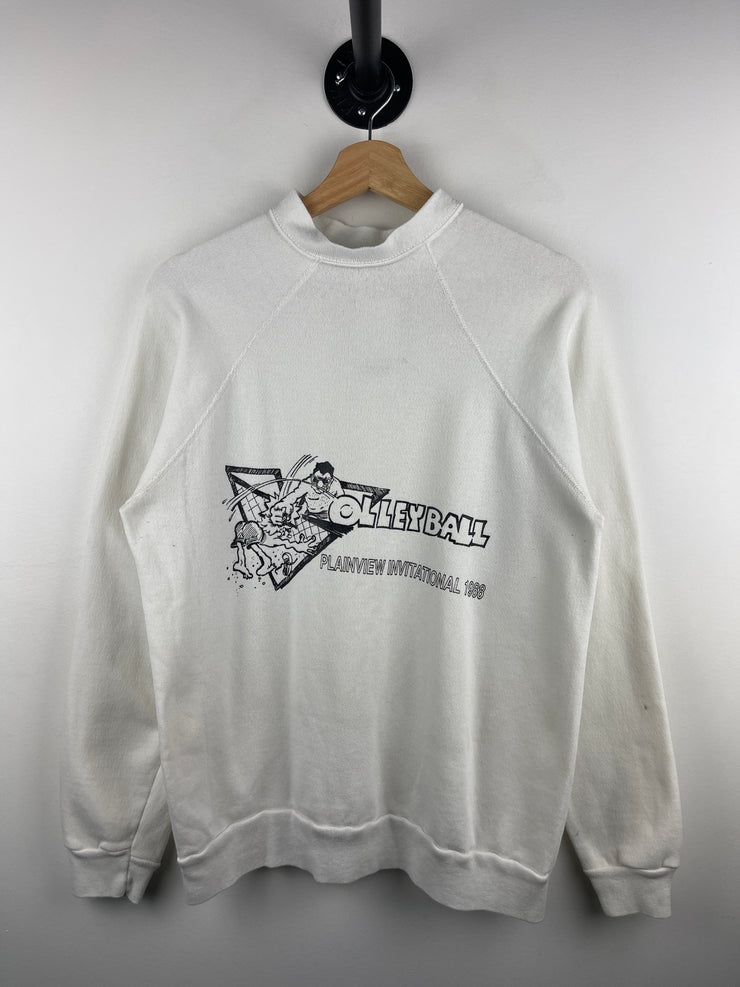 Vintage 80s Volleyball Plainview Invitational 1988 White Crewneck