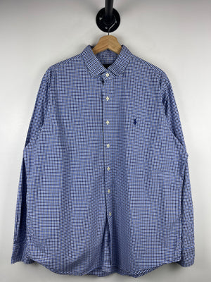 Vintage Polo Ralph Lauren Plaid Blue Long Sleeve Button Up Shirt