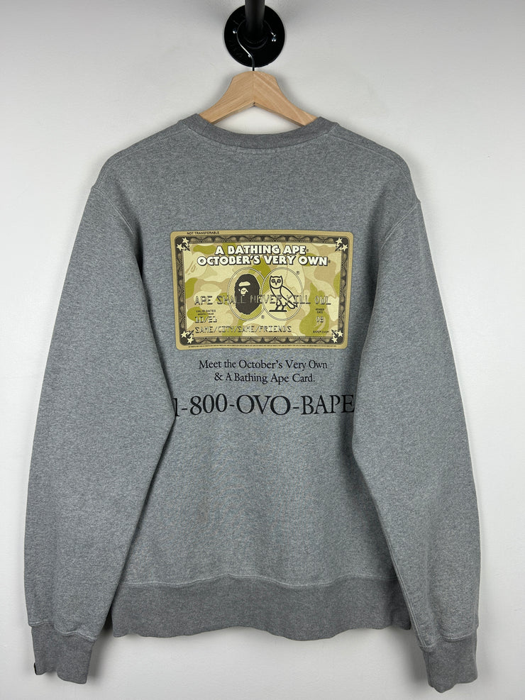 Bape X OVO FW21 Card Grey Crewneck