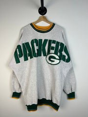 Vintage 90's Green Bay Packers Embroidered Spellout Grey Legends Athletic Crewneck