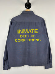 Vintage Inmate Dept Of Corrections Prison Uniform Cropped Button Up Long Sleeve Shirt