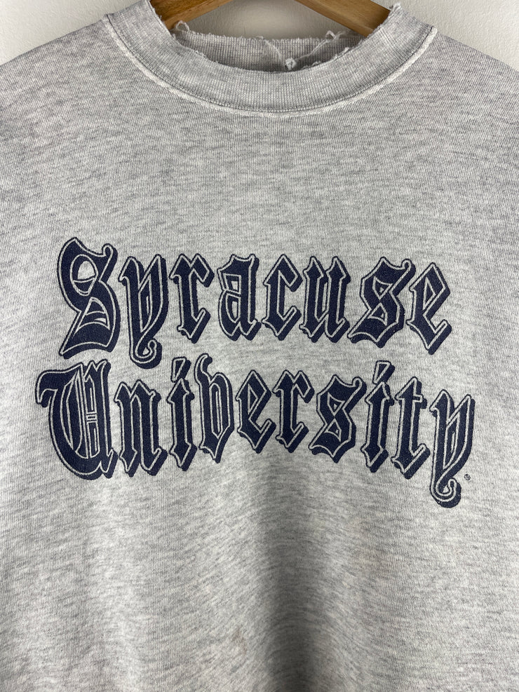 Vintage 90s Syracuse University Old English Spellout Grey Crewneck