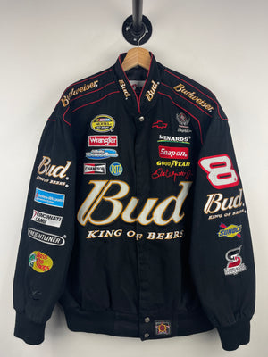 Vintage Nascar Chase Jeff Hamilton Dale Jr Budweiser Black Racing Jacket