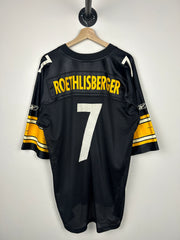 Vintage NFL Reebok Pittsburgh Steelers Roethlisberger Black Football Jersey