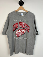 Vintage 90's NHL Bulletin Detroit Red Wings Thermal Grey Tee