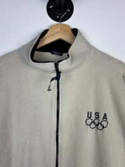 Vintage 90s USA Olympics Cream Zip Up Fleece