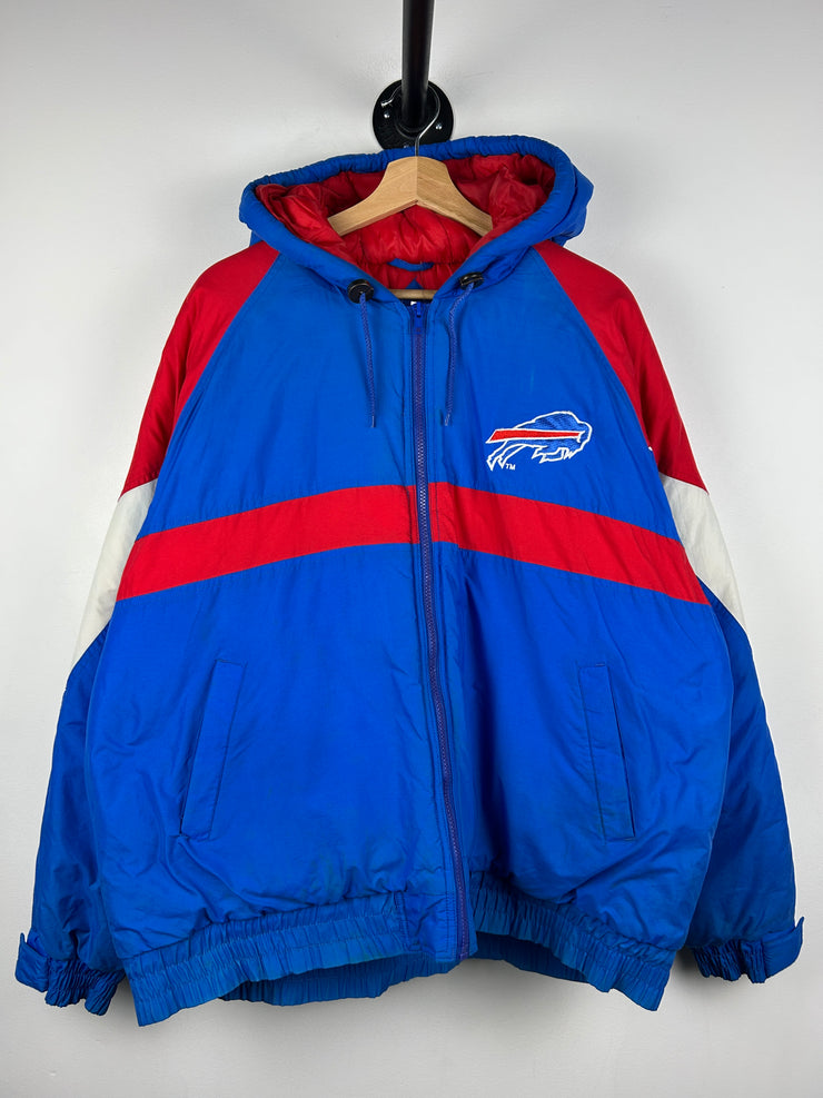 Vintage 90s NFL Gameday Buffalo Bills Embroidered Red & Blue Hooded Jacket