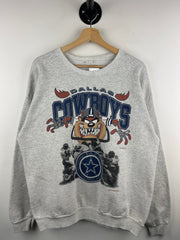 Vintage 90s NFL Dallas Cowboys Looney Tunes Taz Grey Crewneck