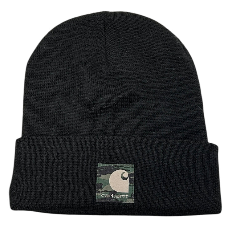 Vintage Carhartt Patch Black Camo Beanie