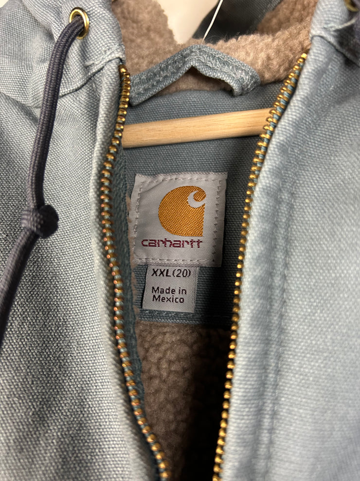 Vintage Carhartt Detroit Sherpa Lined Hooded Light Blue Jacket