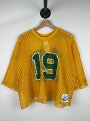 Vintage 80s Champion Yellow & Green Cropped Mesh Football Jersey