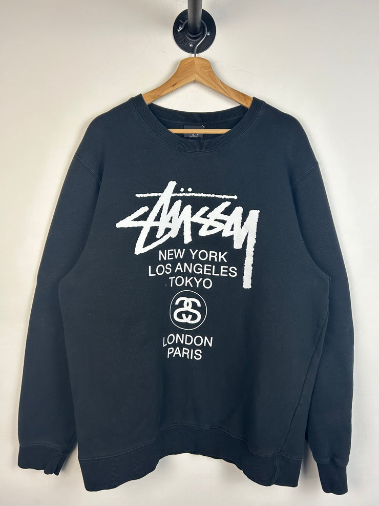 Stussy World Tour Black Crewneck