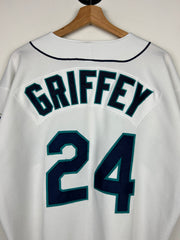 Vintage 90s MLB Russell Athletic Seattle Mariners Ken Griffey Jr. Diamond Collection White Baseball Jersey