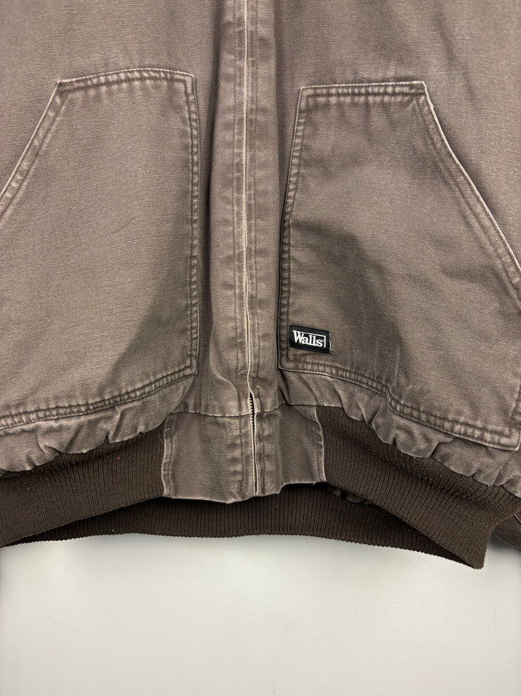 Vintage Walls Faded Brown Hooded Work Jacket