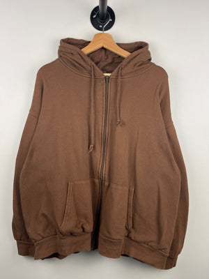 Vintage Highland Blank Thermal Lined Brown Zip Up Hoodie