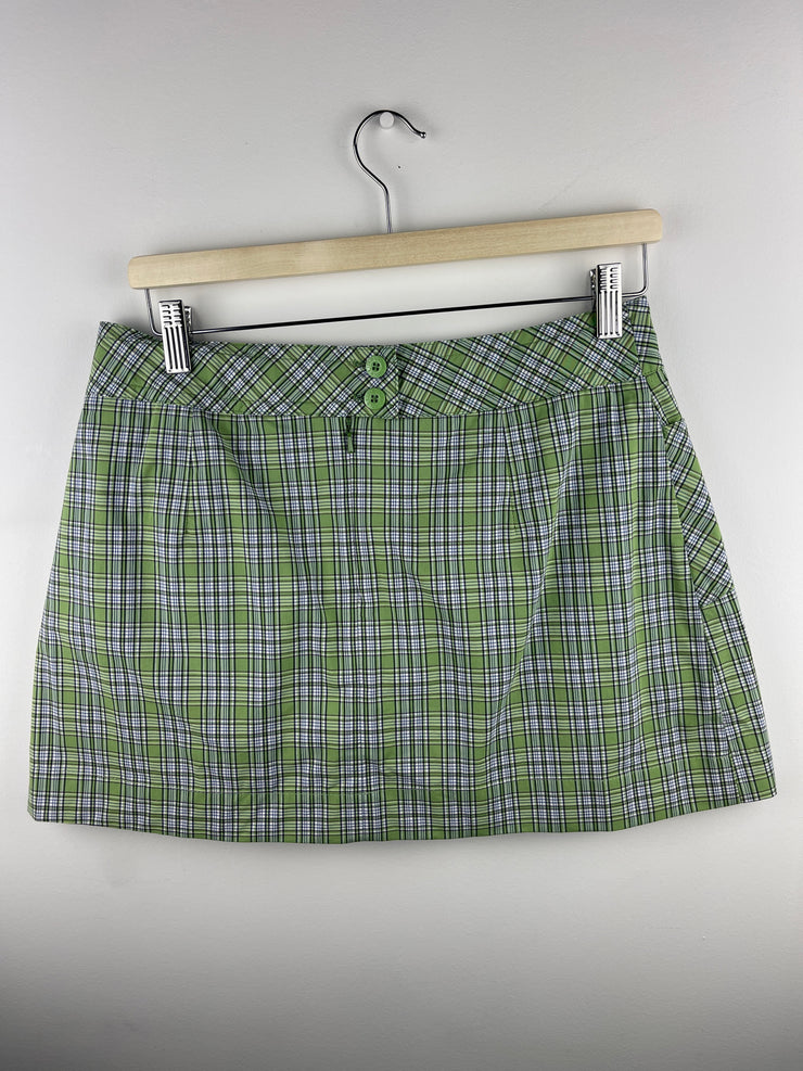 Vintage Lole Golf Green & White Plaid Pleated Women’s Mini Skort