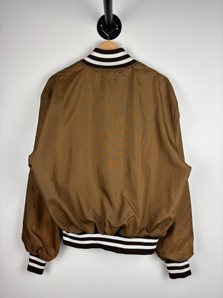 Vintage 80s Holloway Brown Satin Varsity Jacket