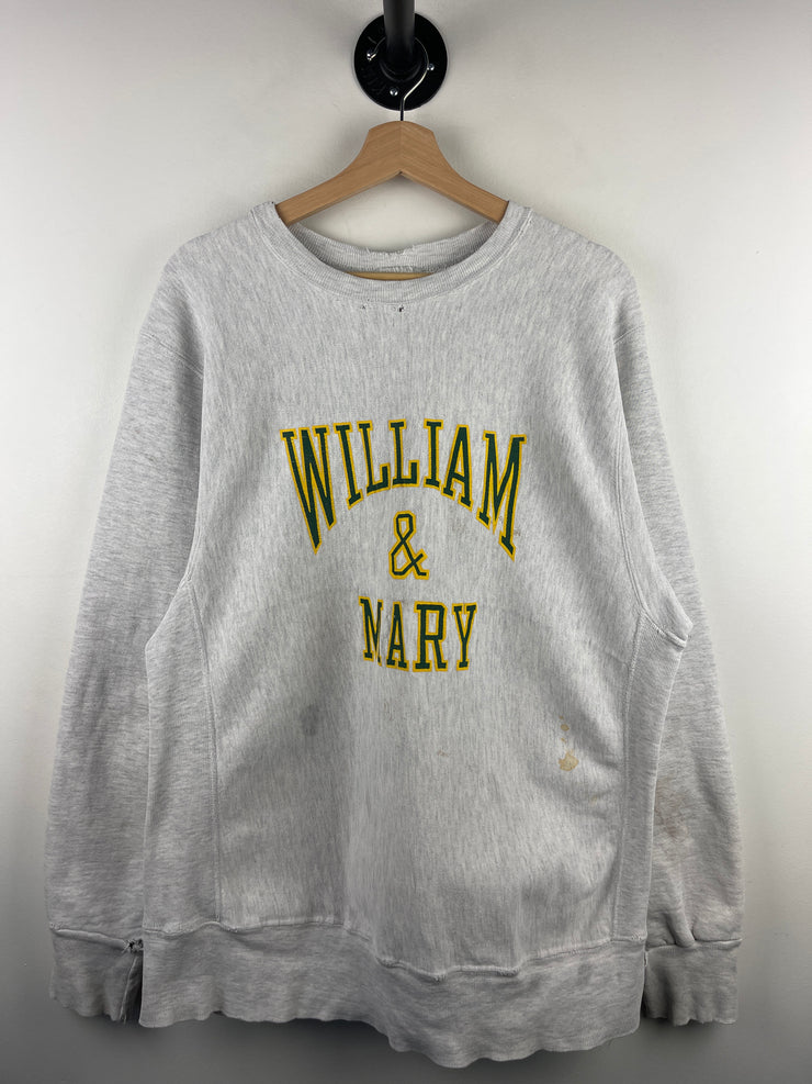 Vintage 90s Champion Reverse Weave William & Mary Grey Crewneck