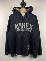 Vintage Y2K Avirex Spellout Black Zip Up Hoodie